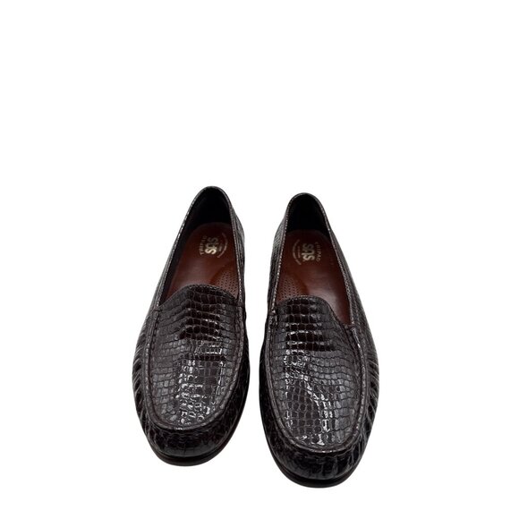 SAS Size 10.5 Crocodile Embossed Slip-On Loafers By SAS Comfortable Loafer Brown - Picture 2 of 10
